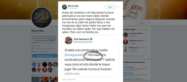 El tuit de Marcos Díaz