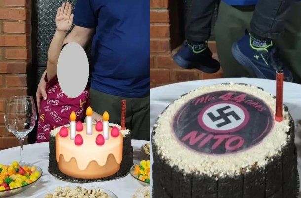 Polémica por cumpleaños nazi en Misiones: la foto de la torta con una esvástica y el gesto de un nene.