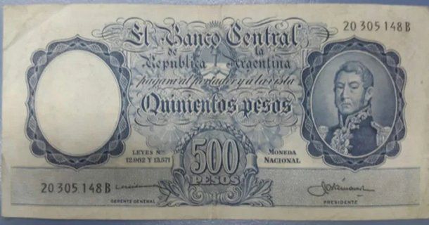 El billete de 500 pesos con un San Martín joven que se vende $16 mil: cuál es