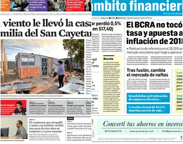 Tapas de diarios del miércoles 13 de septiembre de 2017