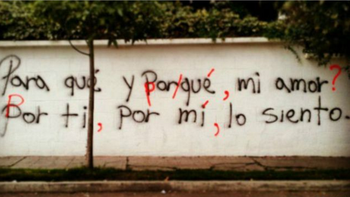 Por la letra de los graffitis y de las correcciones, se sospecha podría tratarse de la misma persona Por la letra de los graffitis y de las correcciones, se sospecha podría tratarse de la misma persona