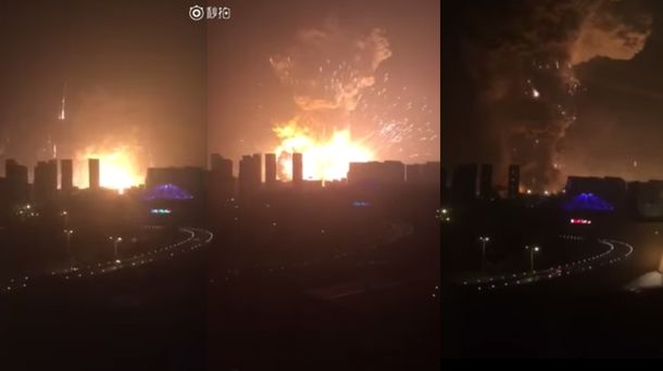 Una ciudad de China quedó en llamas por una explosión misteriosa