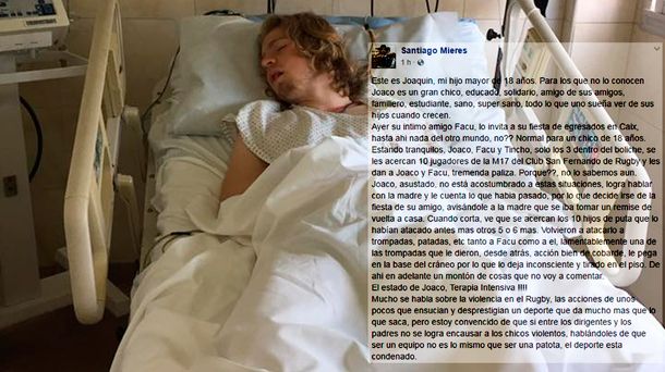 Joaquín tiene 18 años y permanece internado