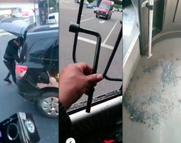 Relatos salvajes en plena Ciudad: rompió los vidrios de un colectivo mientras era filmado en vivo