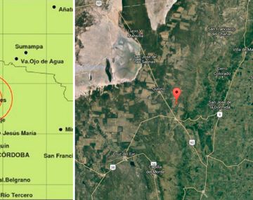 El epicentro del sismo en Córdoba