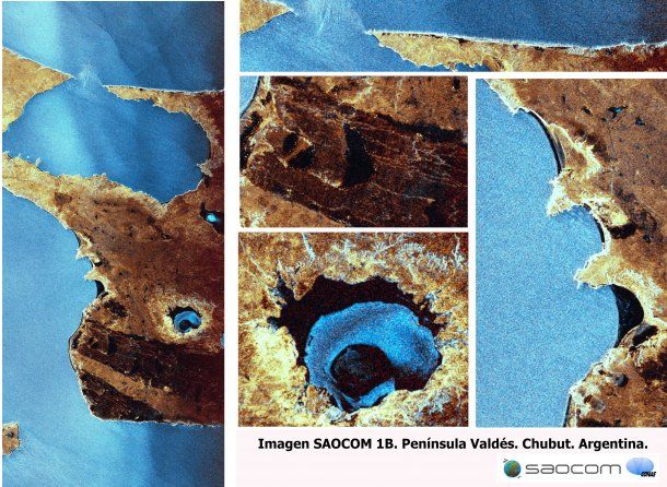 Día Mundial de la Ciencia: agua y erosión en la Península de Valdés, Provincia del Chubut., vista por el SAOCOM 1B el 12 de septiembre