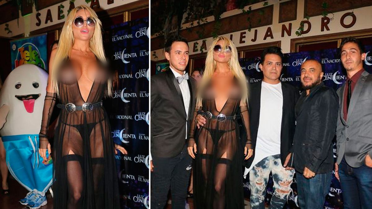 Vicky Xipolitakis asistió casi desnuda al estreno de Moria Casán