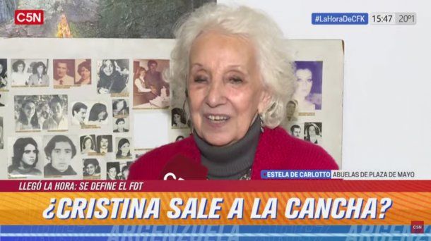 Estela de Carlotto: Deseo que Cristina Kirchner acepte la candidatura