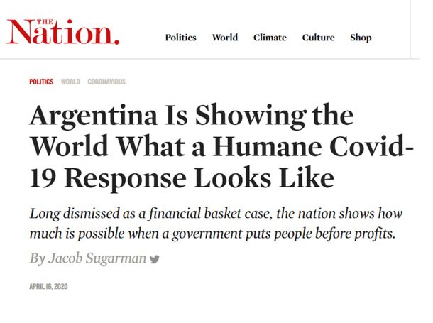 The Nation pone a la Argentina como ejemplo de respuesta humana al coronavirus