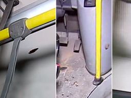 Baleado y manchado con sangre: así quedó el colectivo asaltado en Ciudadela