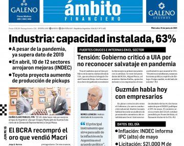 La tapa de Ámbito Financiero