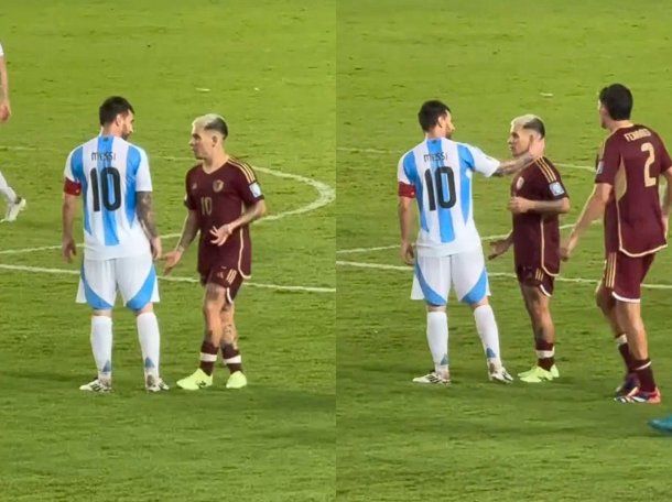 El picante cruce entre Lionel Messi y Yeferson Soteldo en pleno Venezuela-Argentina