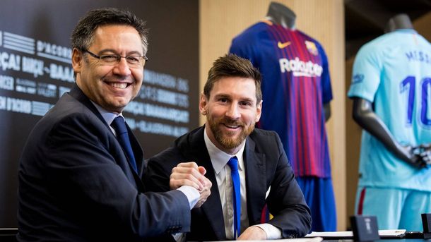 Josep Maria Bartomeu y Lionel Messi
