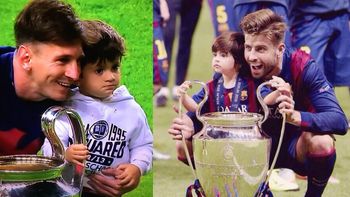 messi y pique festejaron la copa junto a sus hijos messi y pique festejaron la copa junto a sus hijos