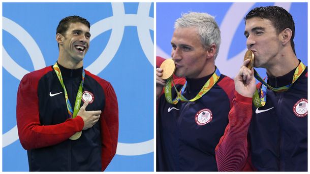 Phelps ganó una dorada en mariposa, se secó, corrió una posta y ganó otra