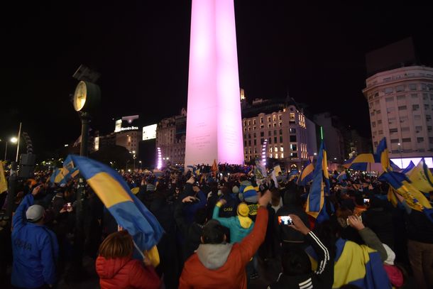 Festejos de Boca en el Obelisco