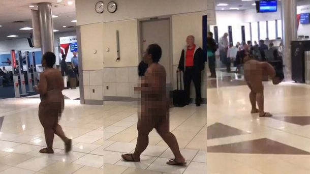 La mujer logró que la arrestaran por andar desnuda en el aeropuerto