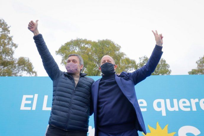 Máximo Kirchner y Martín Insaurralde en el encuentro del Frente de Todos en Lomas de Zamora