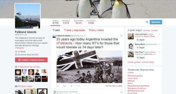 Los provocadores tuits desde Malvinas en un nuevo aniversario del conflicto