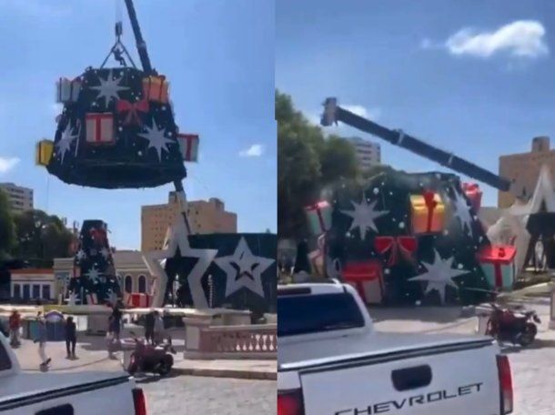 Tragedia en Brasil: una grúa cayó mientras armaba un árbol de Navidad y mató a un hombre