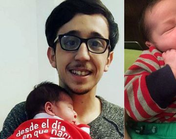 Rodrigo Noya, junto a su bebé.