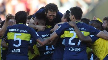 Los jugadores de Boca festejan, en el Monumental, la victoria en el Superclásico por 4 a 2, ante River. Los jugadores de Boca festejan, en el Monumental, la victoria en el Superclásico por 4 a 2, ante River.