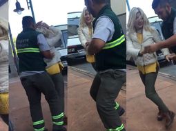 Laurita Fernández bailó salsa con un recolector de residuos Laurita Fernández bailó salsa con un recolector de residuos