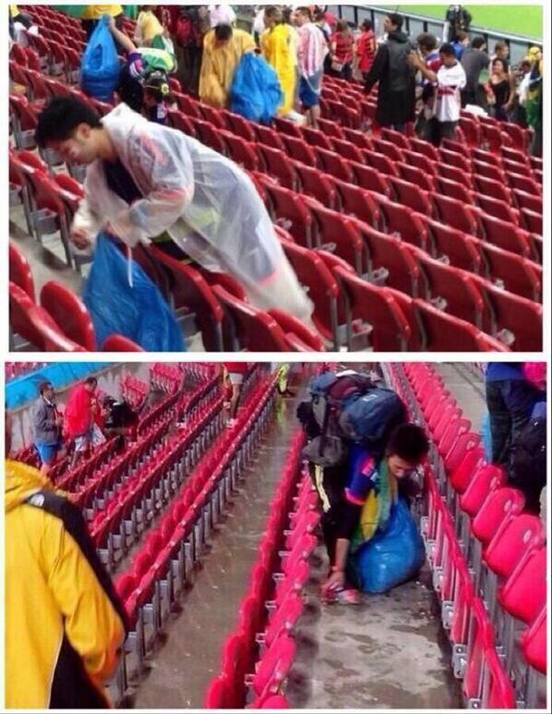 Insólito: los hinchas japoneses limpiaron el estadio después del debut en el Mundial