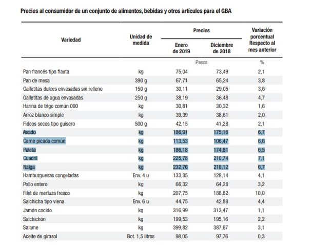 IPC INDEC enero 2019