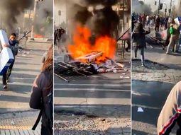 Intentó robar un TV LED en medio de las protestas, se lo sacaron y lo quemaron
