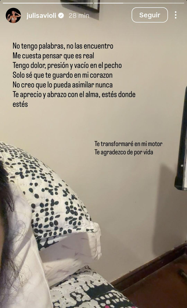 El conmovedor mensaje de Juli Savioli sobre Gaspi El conmovedor mensaje de Juli Savioli sobre Gaspi