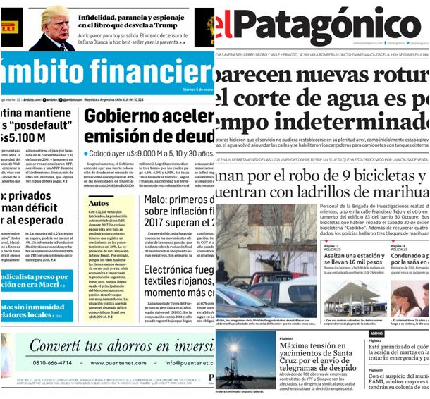 Tapas de diarios del viernes 5 de enero de 2018