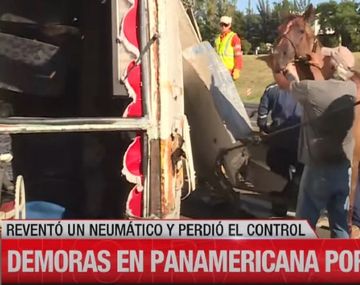 Micro que llevaba caballos volcó en la Panamericana