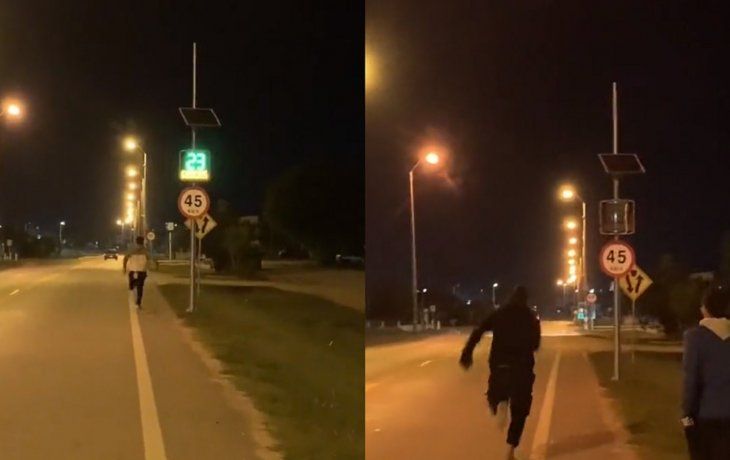 Corrieron para desafiar a un radar de velocidad en una ruta y el video se volvió viral