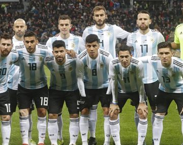 Una de las formaciones de Argentina en la gira previa a Rusia 2018