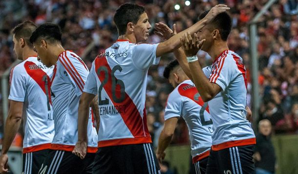 El festejo de River en el encuentro ante Atlas