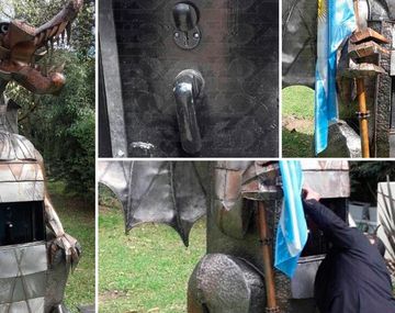 Ex funcionario bonaerense escondía una caja fuerte en la estatua de un dragón