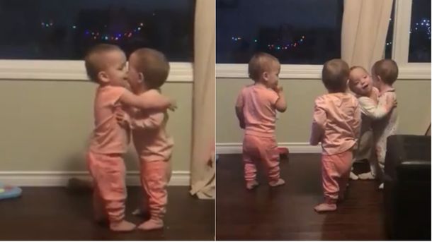 Los cuatrillizos que se abrazan se hicieron virales