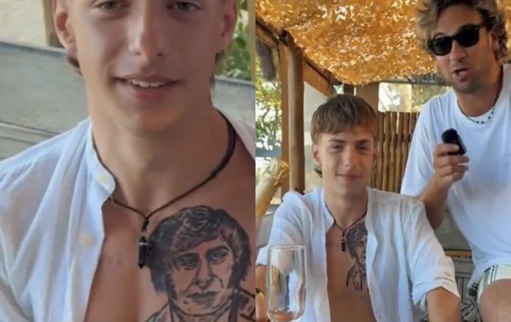 Joven libertario se tatuó la cara de Javier Milei: Me trasmite ideales