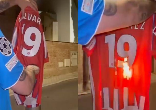 Hinchas del Atlético de Madrid quemaron la camiseta de Julián Álvarez tras su pedido de transferencia