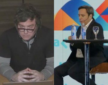 El cruce de Javier Milei con José del Río en el Coloquio de IDEA.&nbsp;