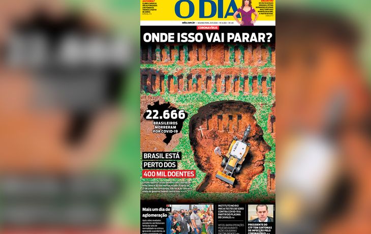 La impactante tapa de un diario brasileño que apunta a Bolsonaro por las muertes por coronavirus