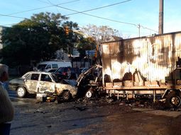 Choque e incendio en San Justo