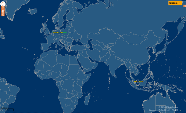 Éste es el recorrido que hacía el avión de Malasya Airlines antes de caer