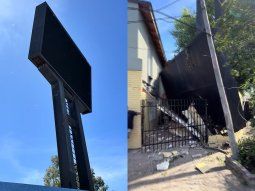 Una pantalla publicitaria cayó encima de una casa al costado de General Paz