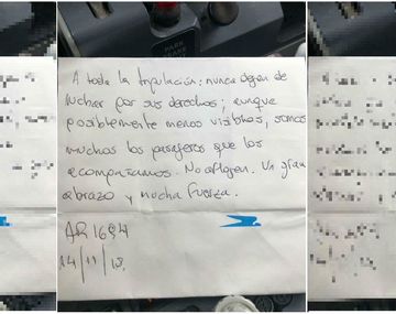 El mensaje se lo dejaron a los tripulantes del vuelo AR 1694