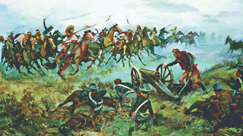 En 1846 las tropas estadounidenses ocupan la entonces ciudad mexicana de Los Angeles. En 1846 las tropas estadounidenses ocupan la entonces ciudad mexicana de Los Angeles.