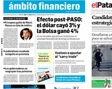 Tapas de diarios del martes 15 de agosto de 2017