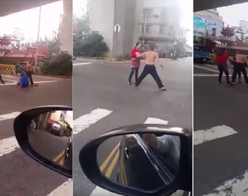 VIDEO: Evitó que su esposo sea acuchillado en medio de la calle
