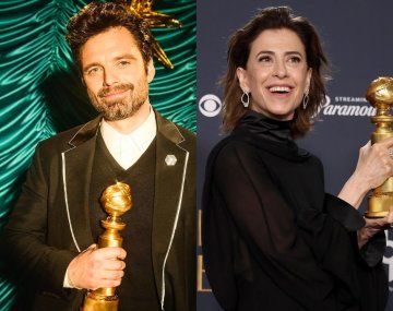 Fernanda Torres & Sebastián Stan con sus Golden Globes. 